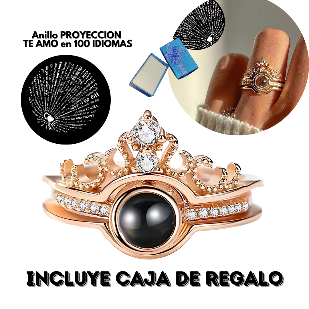 Anillo Te amo 100 idiomas +CAJAREGALO
